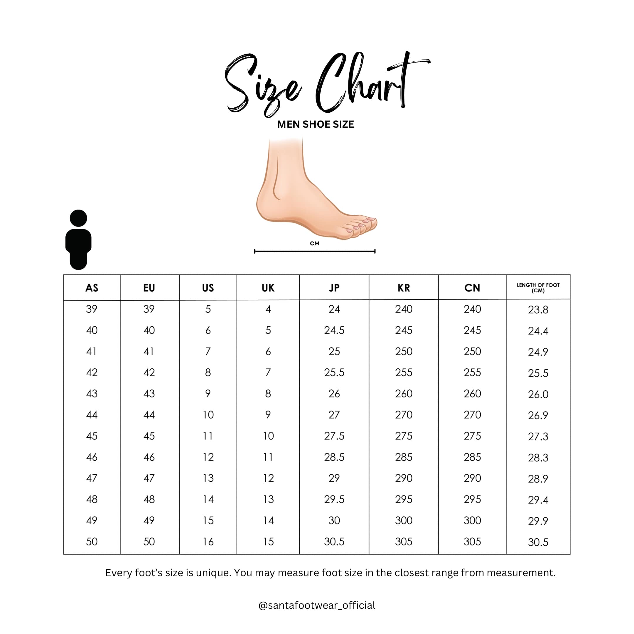 Size Guide - Santa Footwear